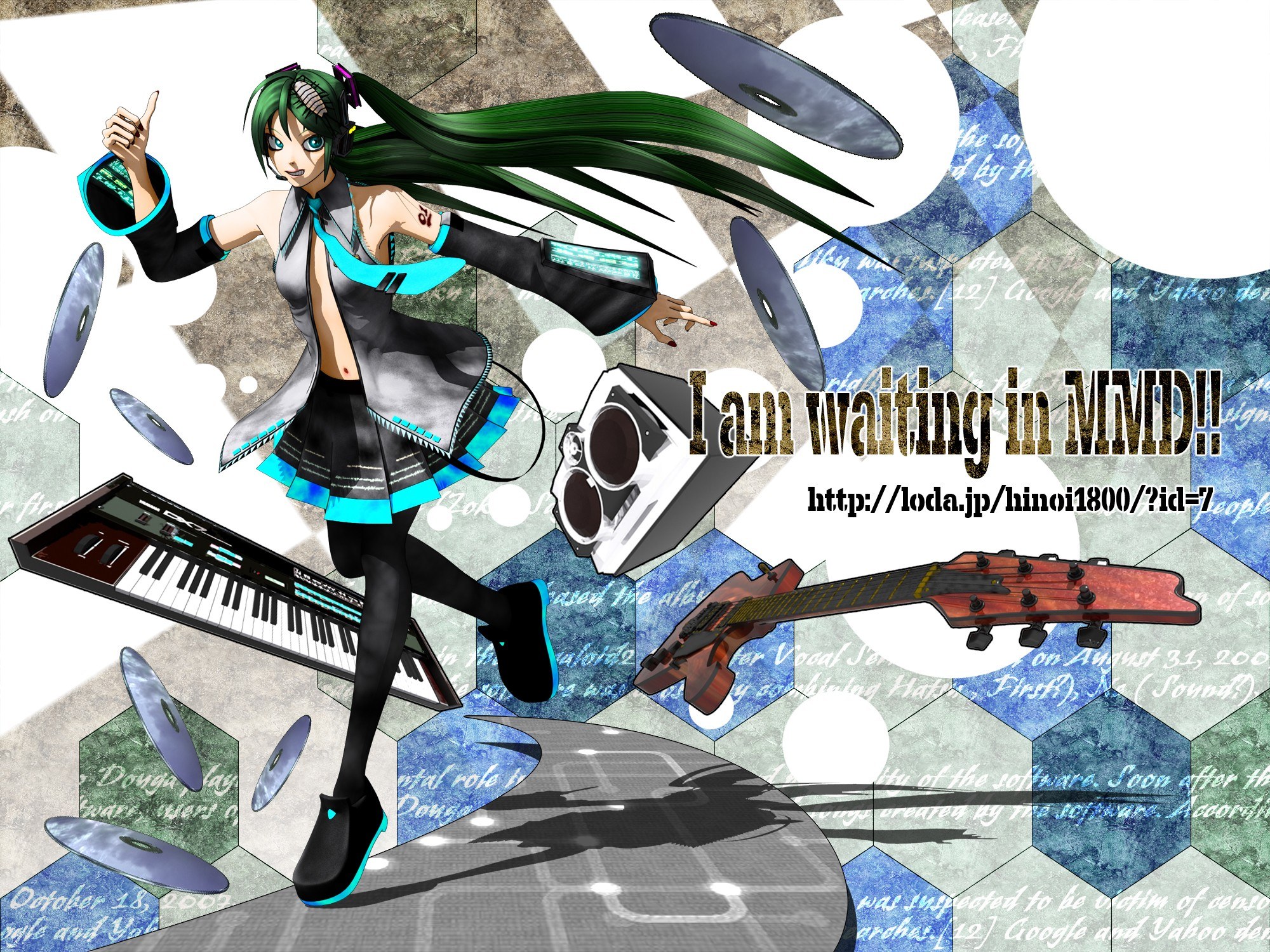 Miku dancing with music gear