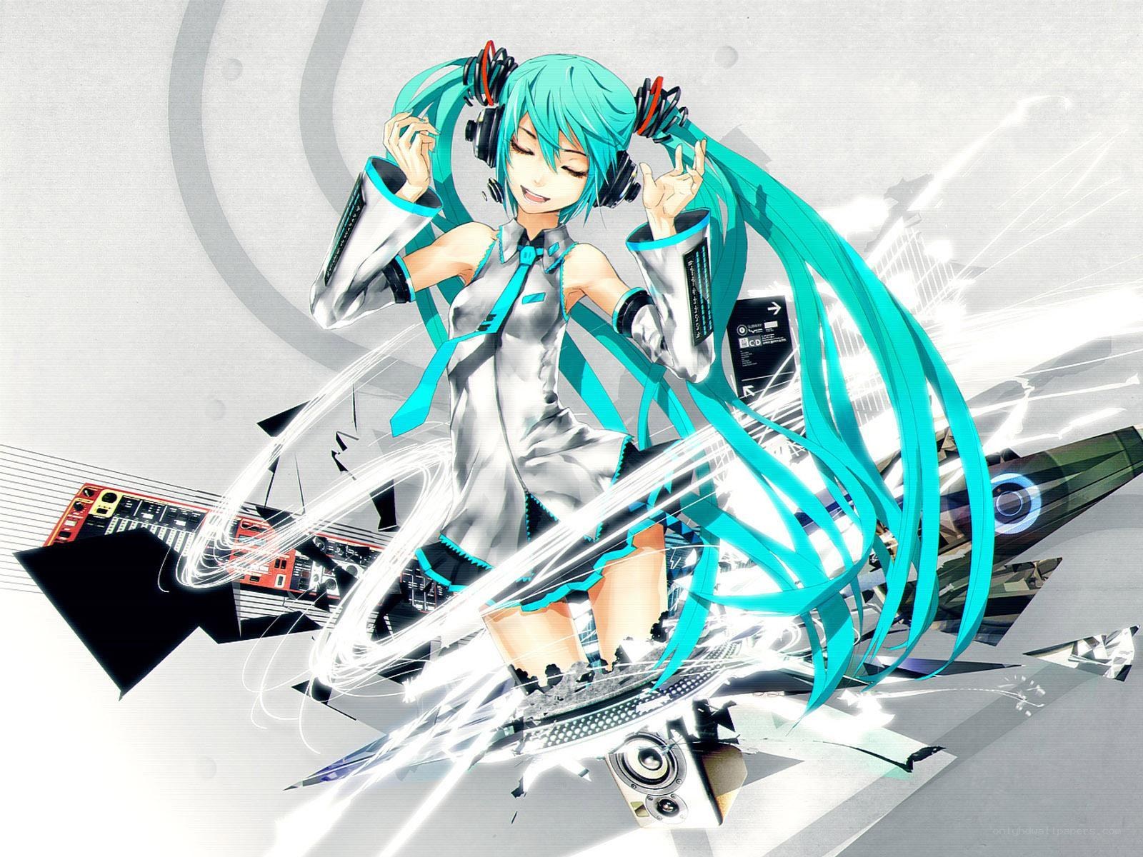 Miku dancing with music gear
