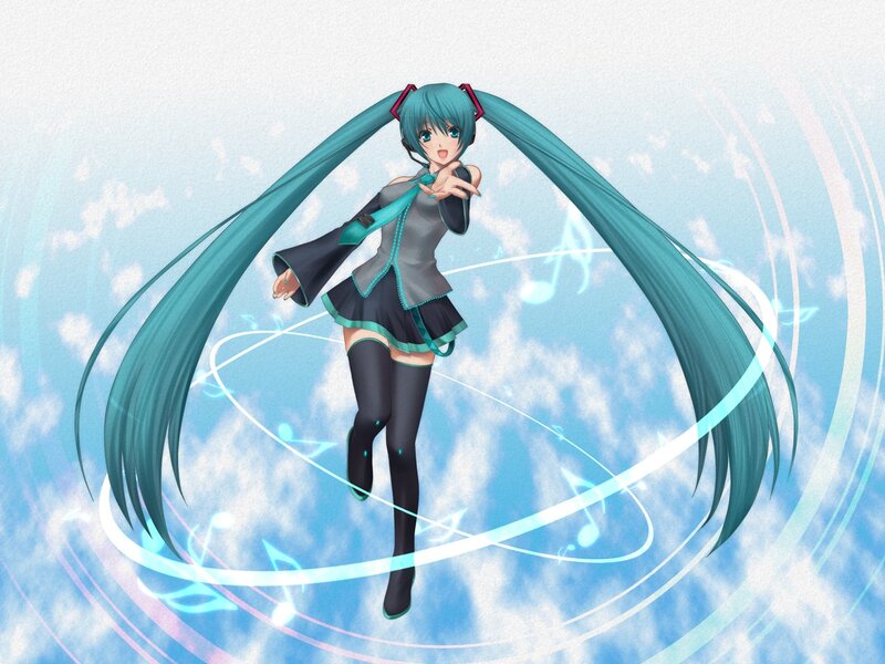 Miku dancing with music notes