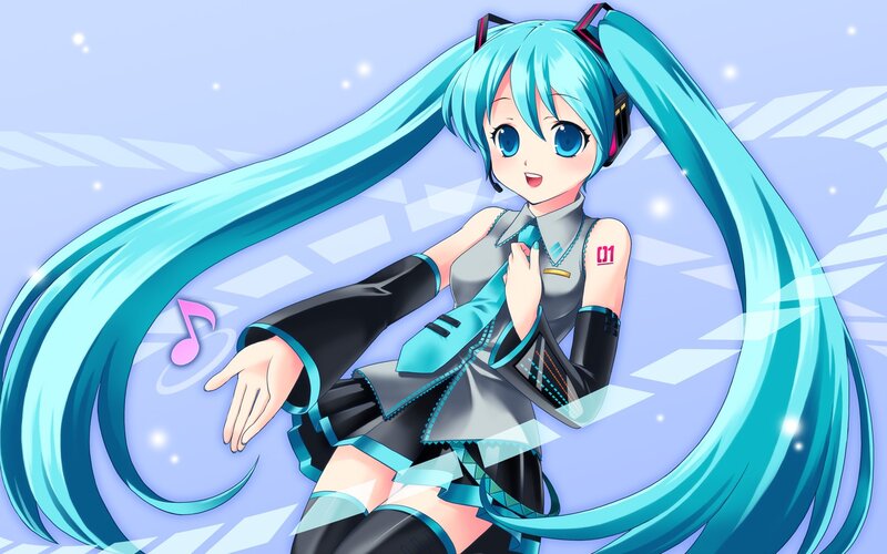 Miku dancing with music notes
