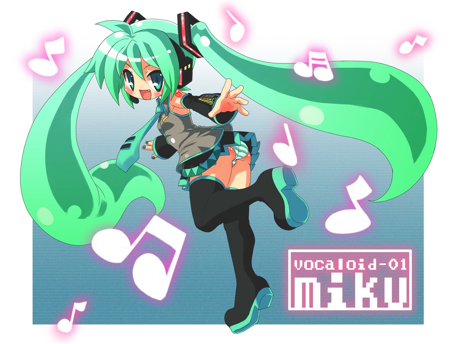Miku dancing with music notes