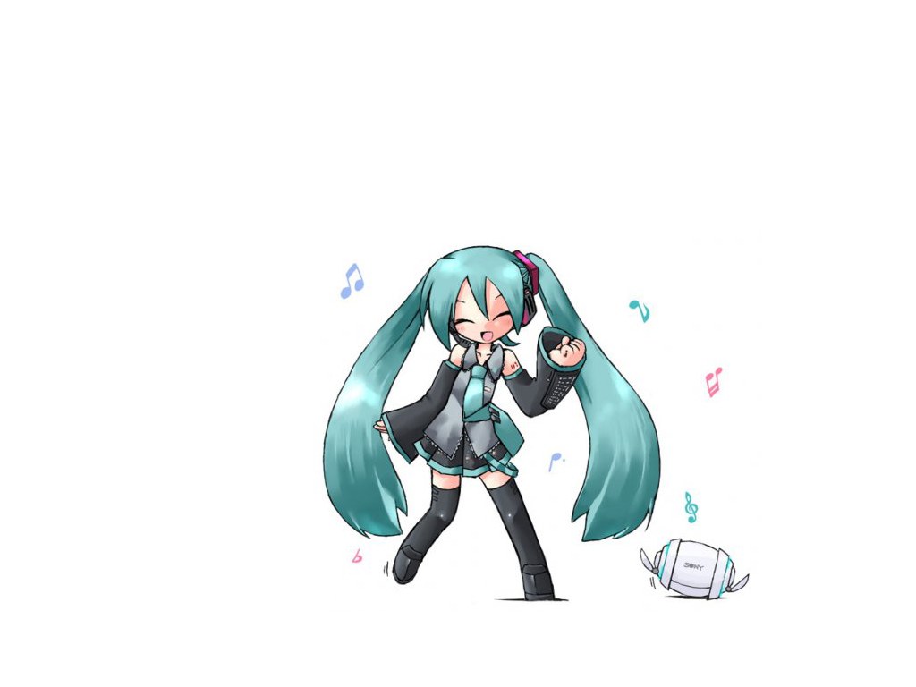 Miku dancing with music notes