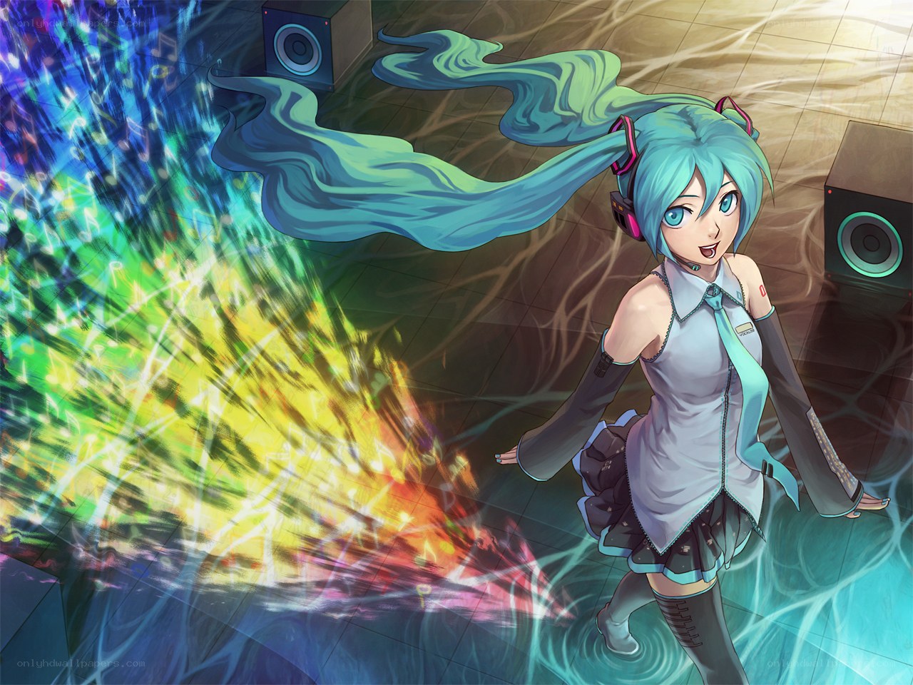 Miku dancing with music