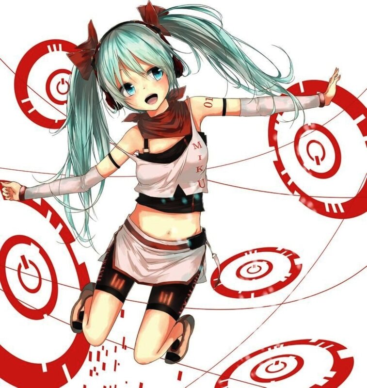 Miku dancing with power symbols