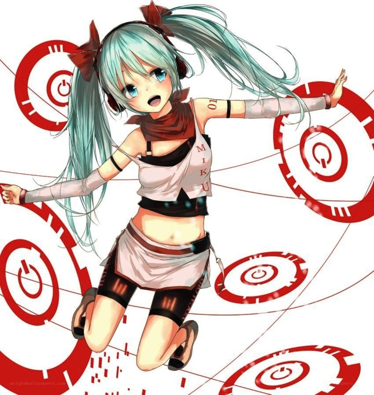 Miku dancing with power symbols