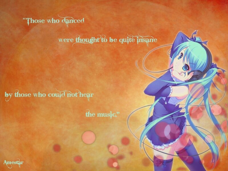 Miku dancing with quote