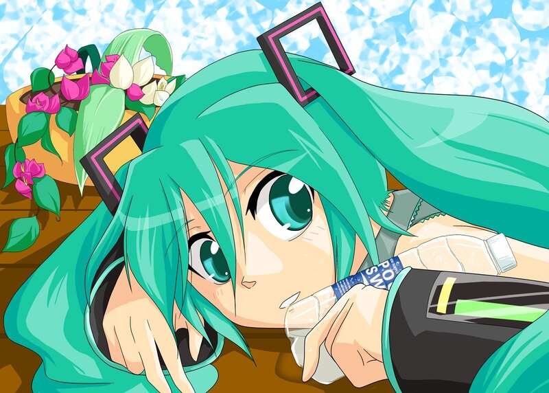 Miku drinking water