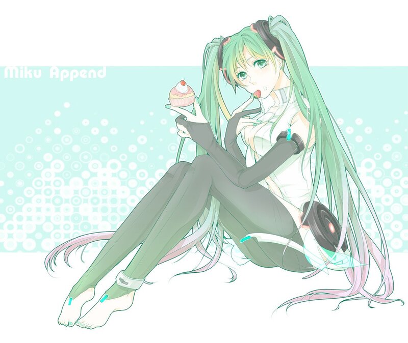 Miku eating a cupcake