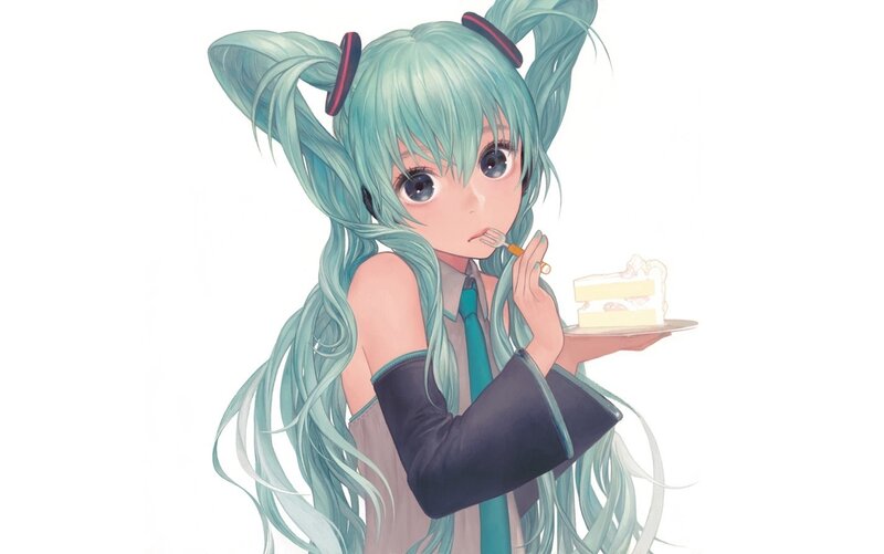 Miku eating cake