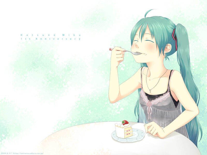 Miku eating cake