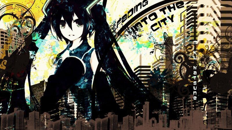 Miku fading into the city