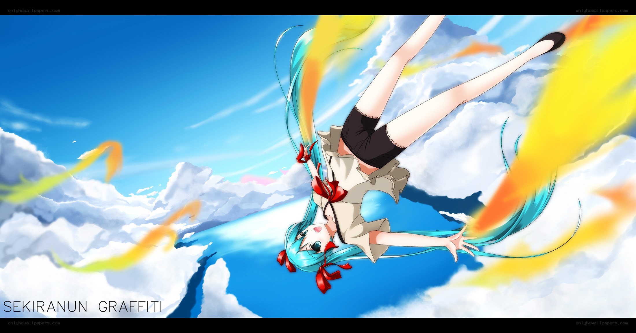 Miku falling through the sky
