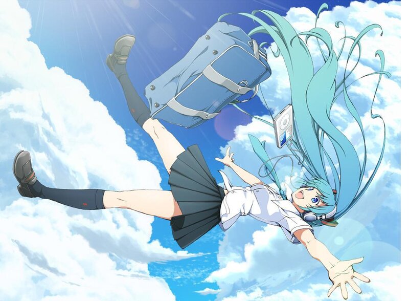 Miku falling through the sky