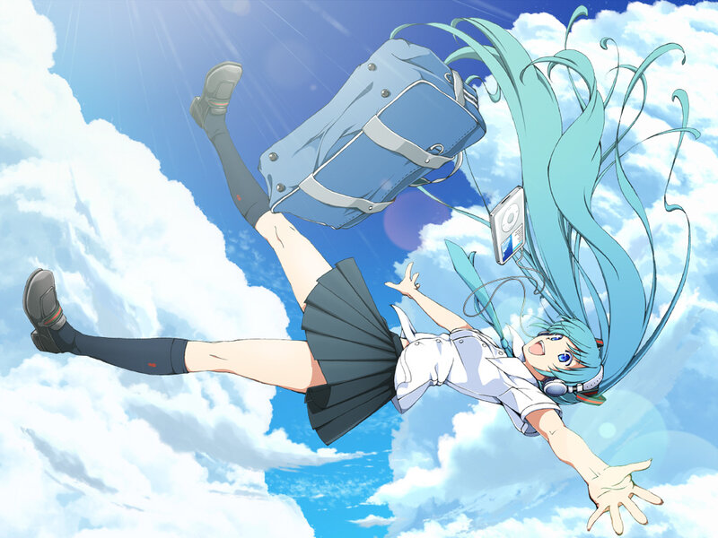 Miku falling through the sky