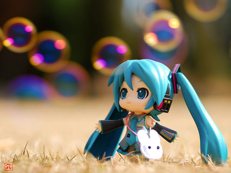 Miku figurine in grass