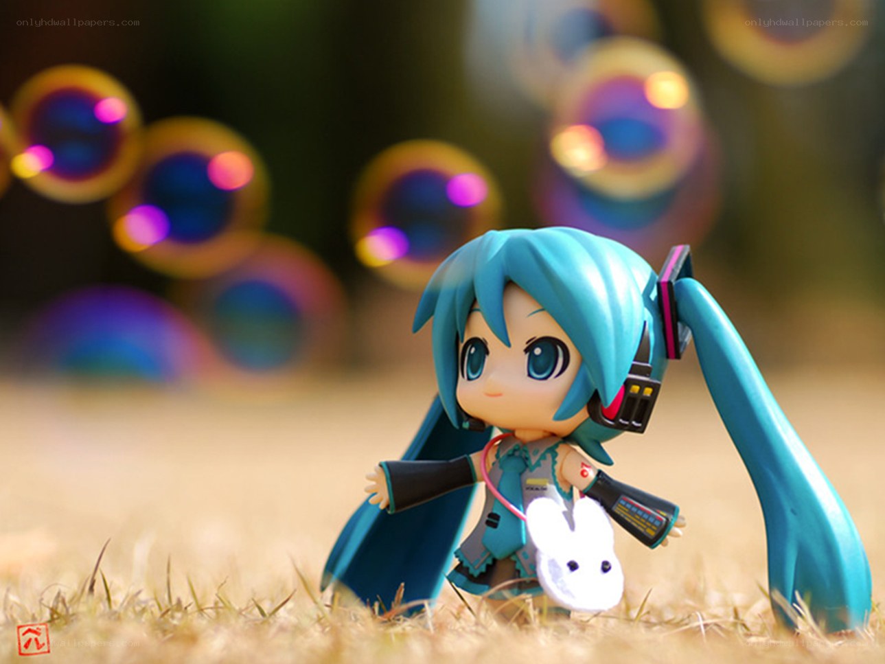 Miku figurine in grass