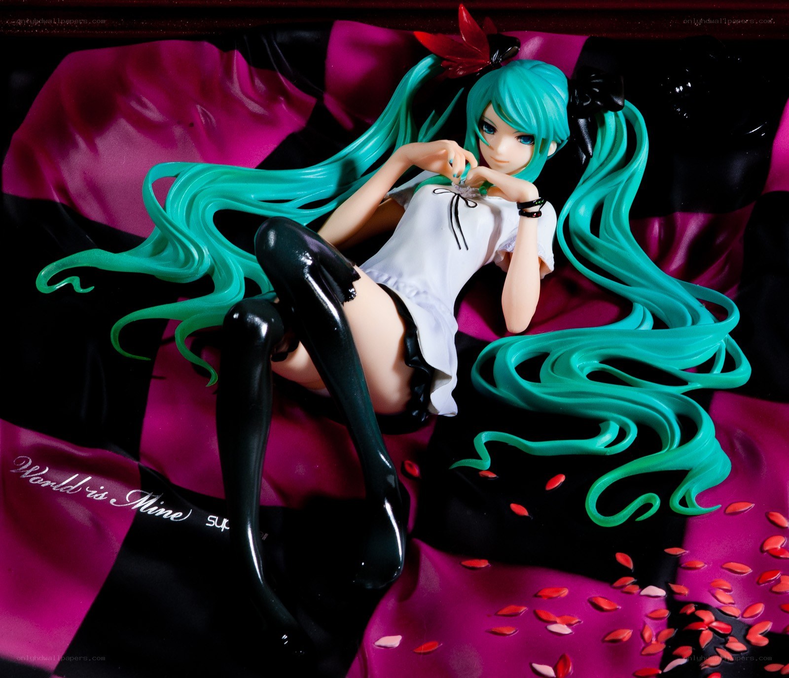 Miku figurine on fabric