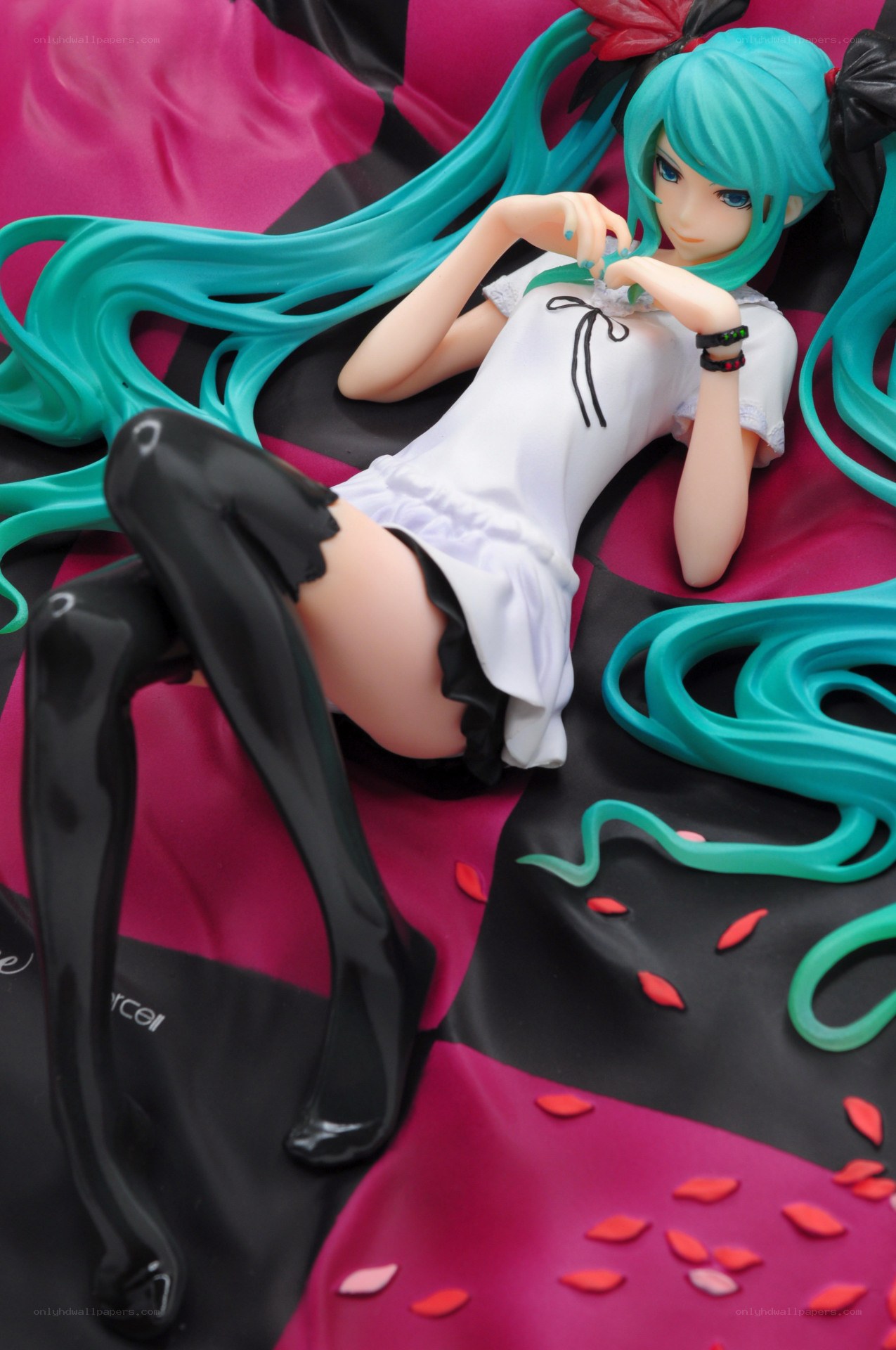 Miku figurine on fabric
