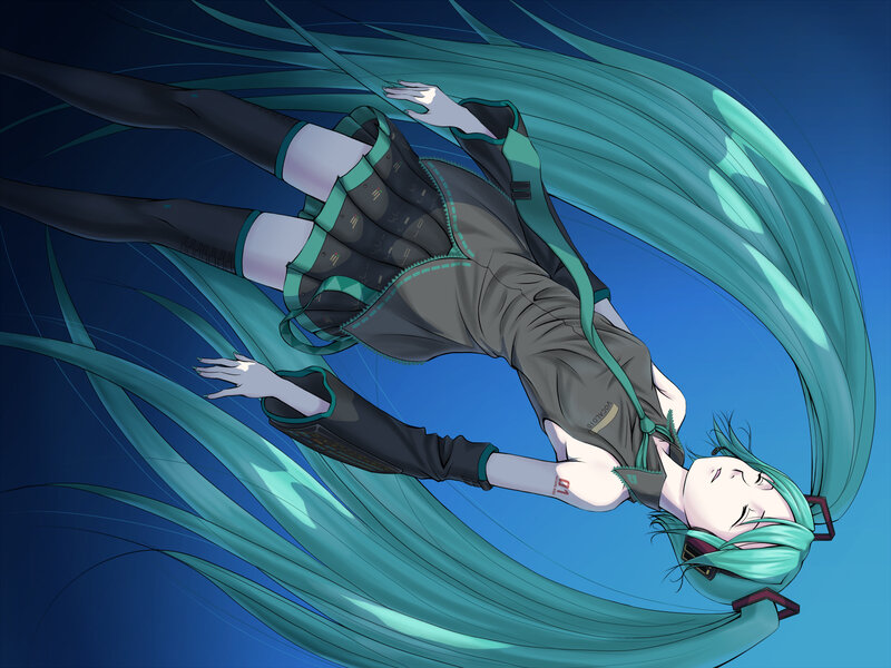 Miku floating in blue