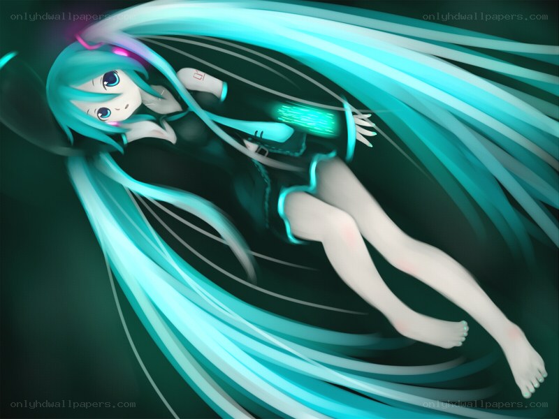 Miku floating in light
