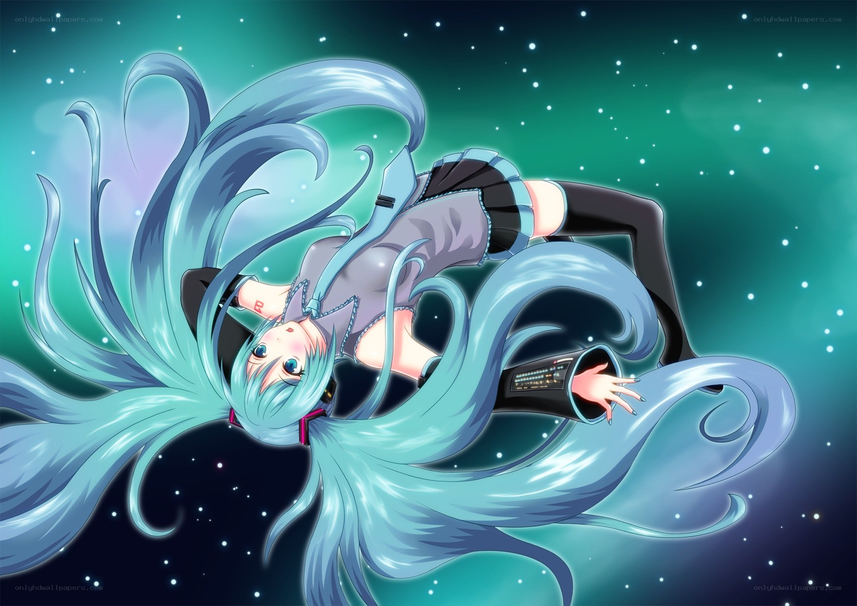 Miku floating in space