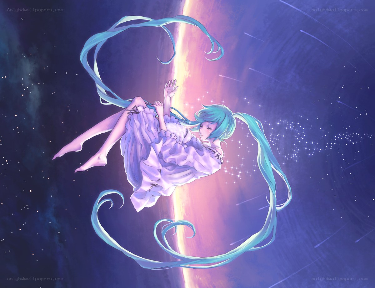Miku floating in space