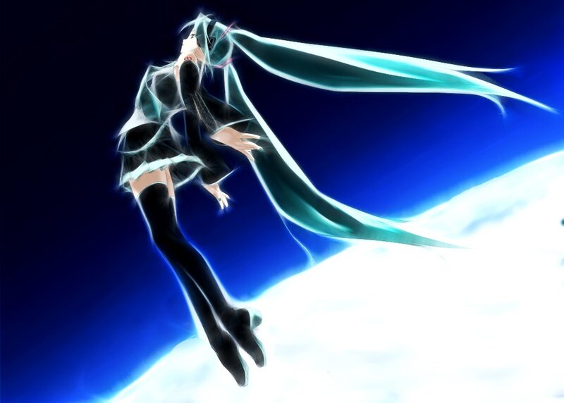 Miku floating in space