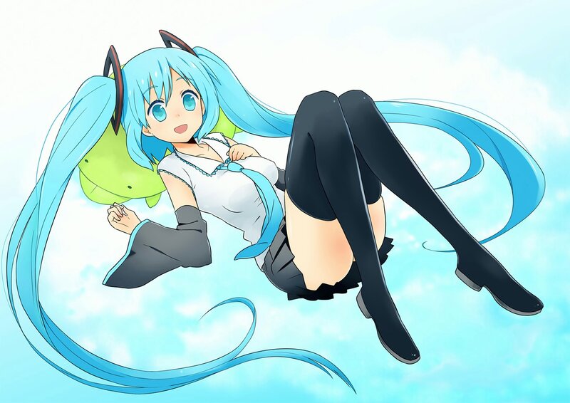 Miku floating in the sky