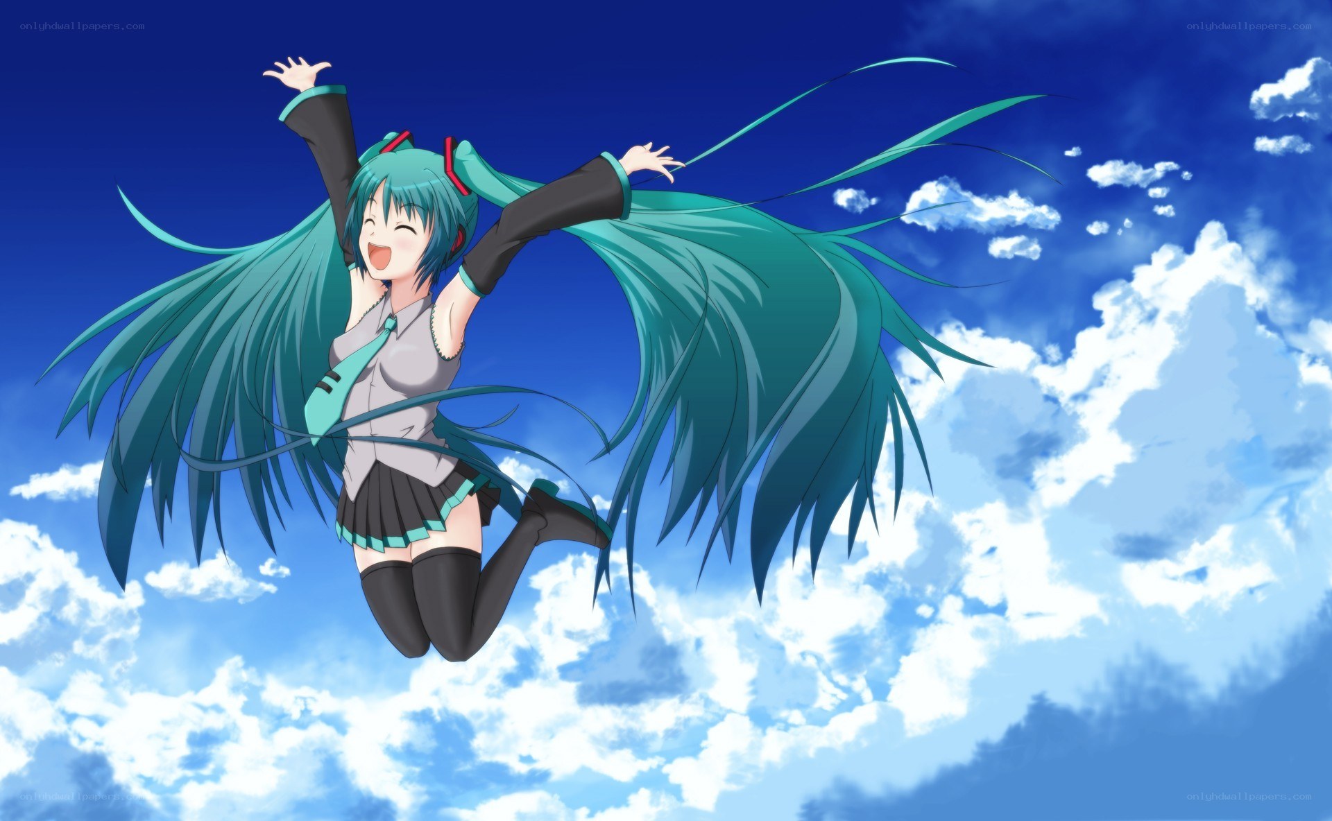 Miku flying in the sky