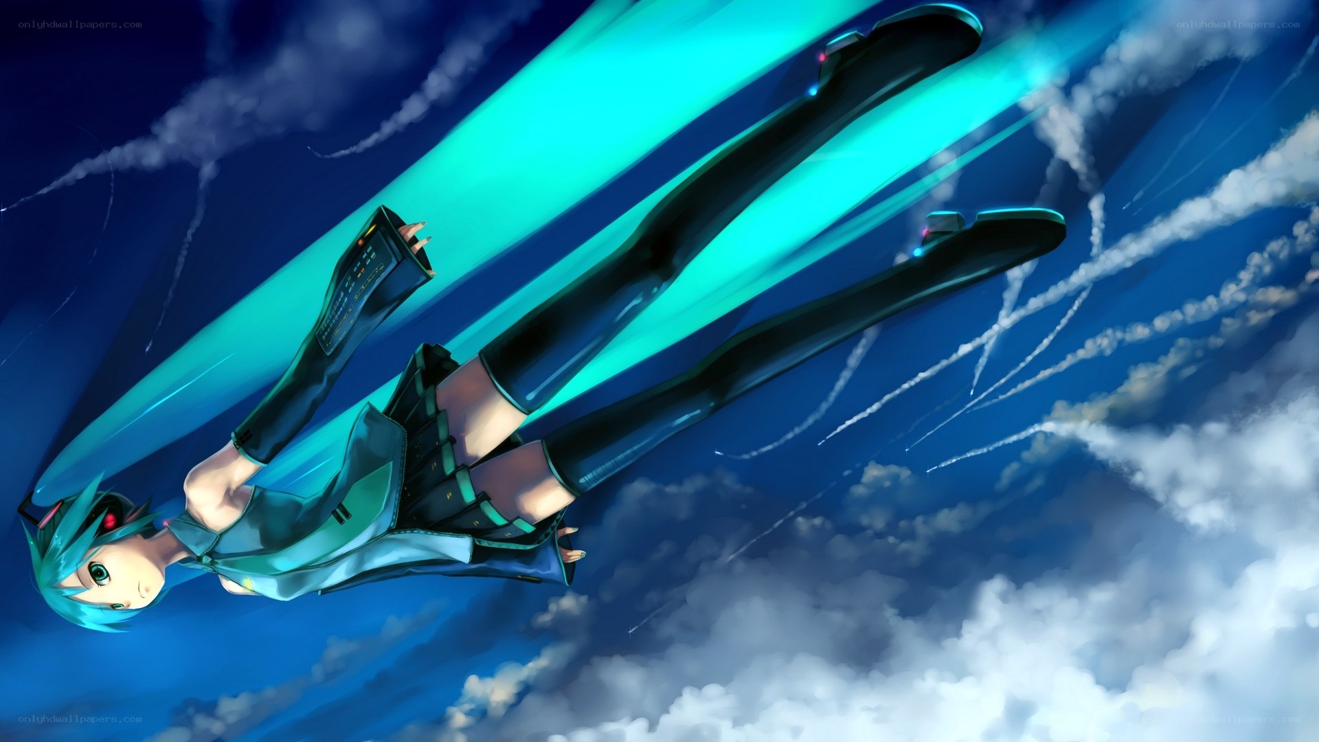 Miku flying through the sky