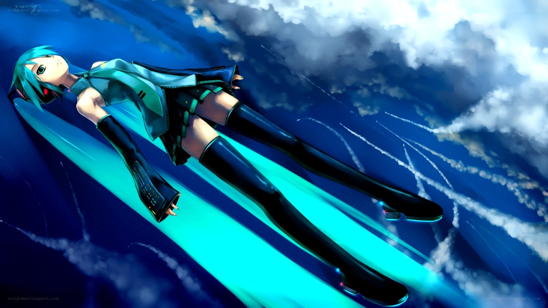 Miku flying through the sky