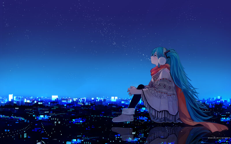 Miku gazes at the city