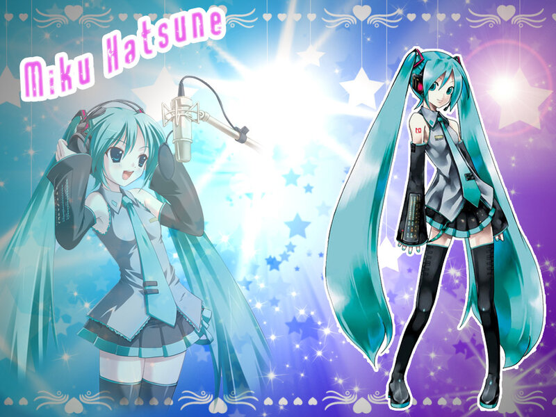 Miku Hatsune singing and posing