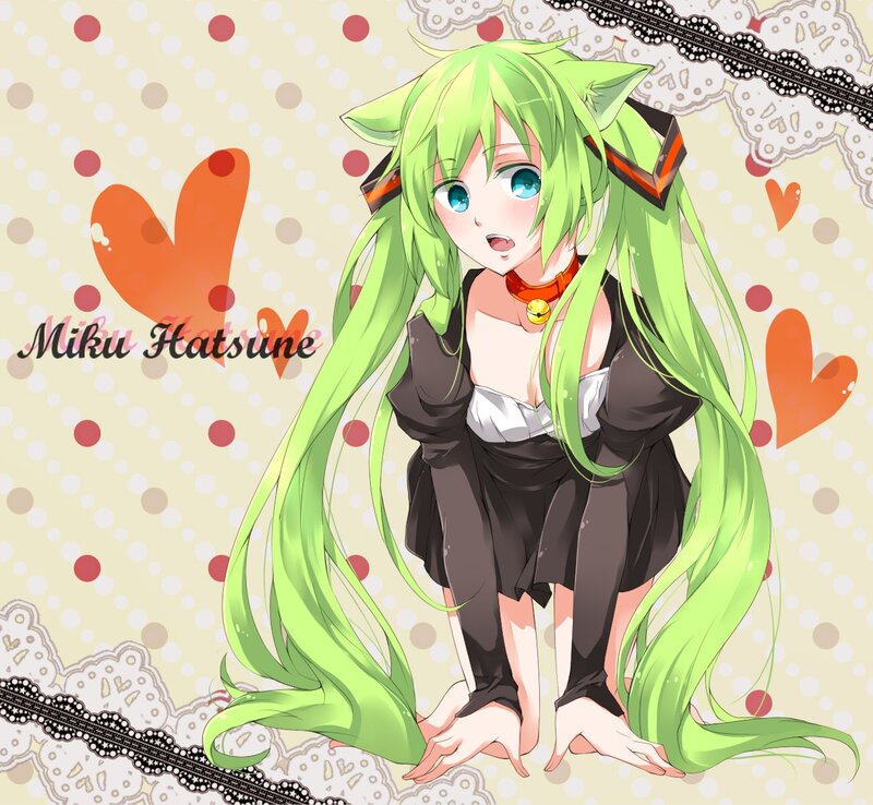 Miku Hatsune with green hair