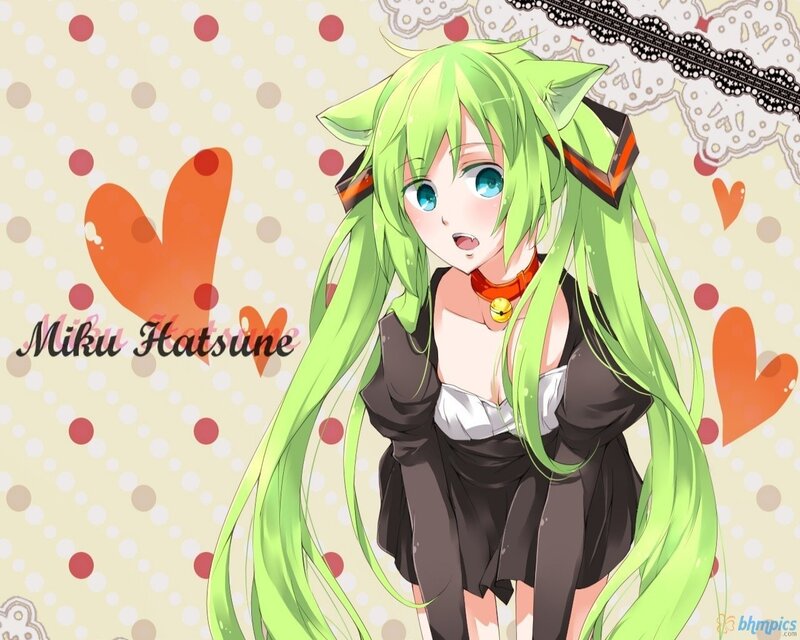 Miku Hatsune with green hair