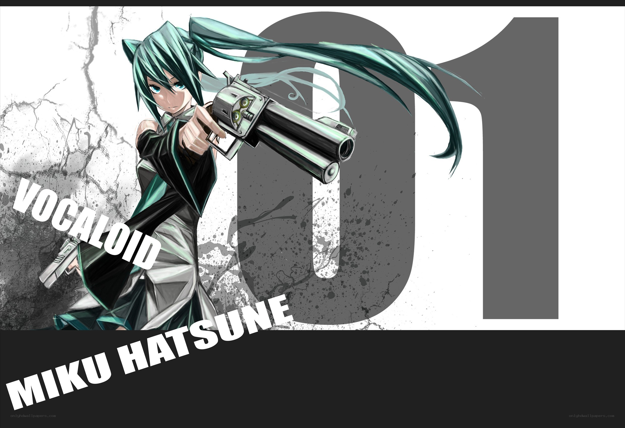 Miku Hatsune with guns