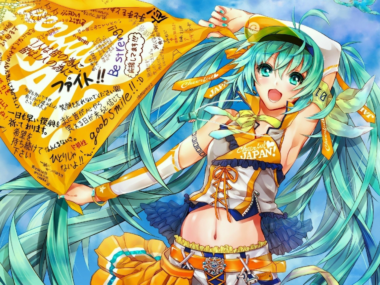 Miku holding a banner
