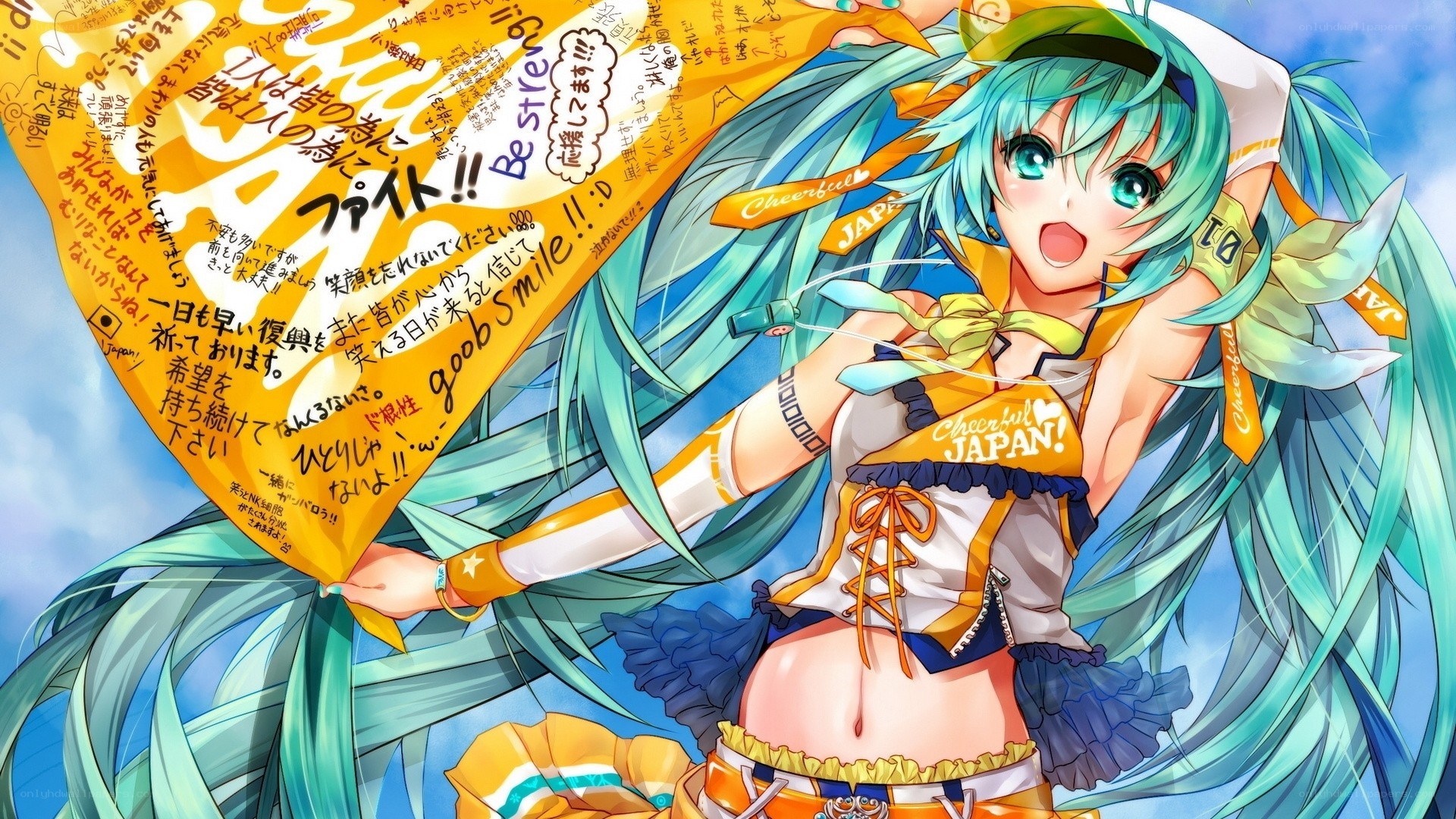 Miku holding a banner