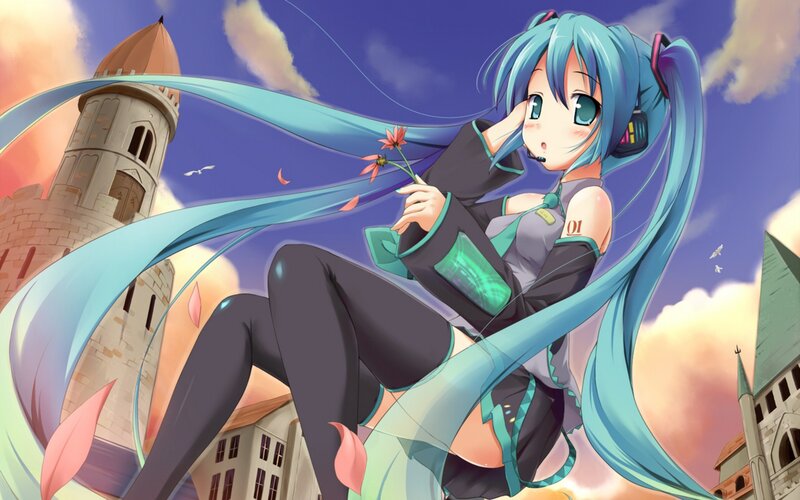 Miku holding a flower
