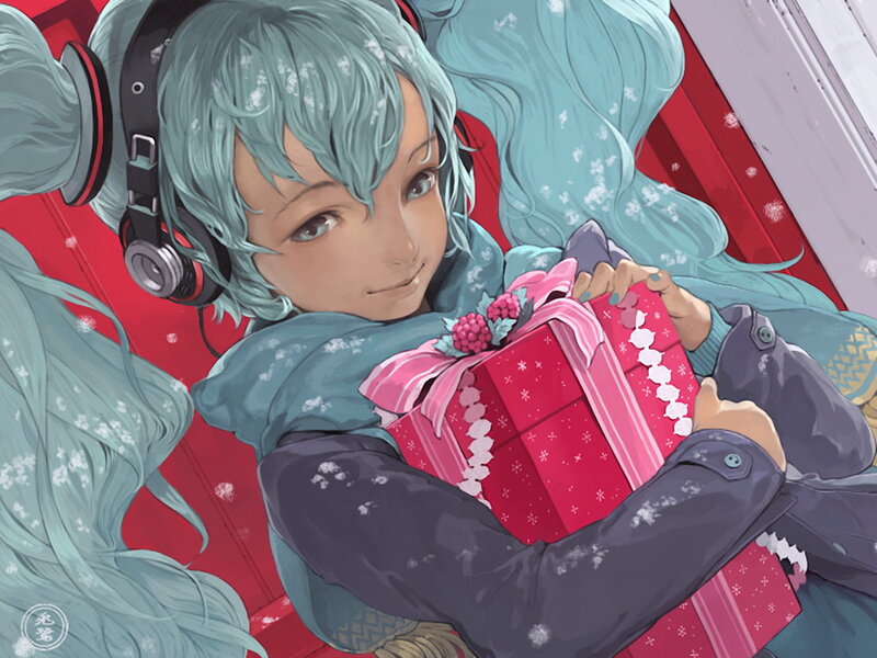 Miku holding a gift
