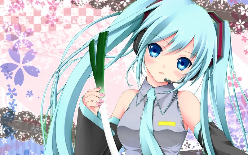 Miku holding a green onion
