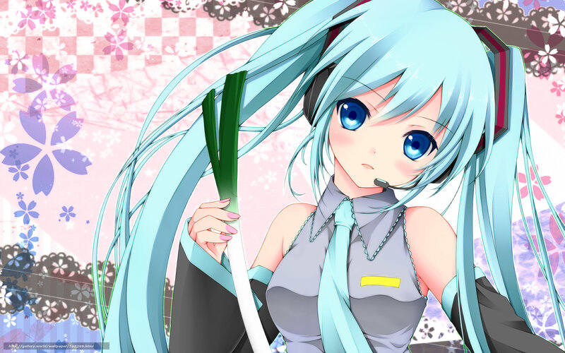 Miku holding a green onion