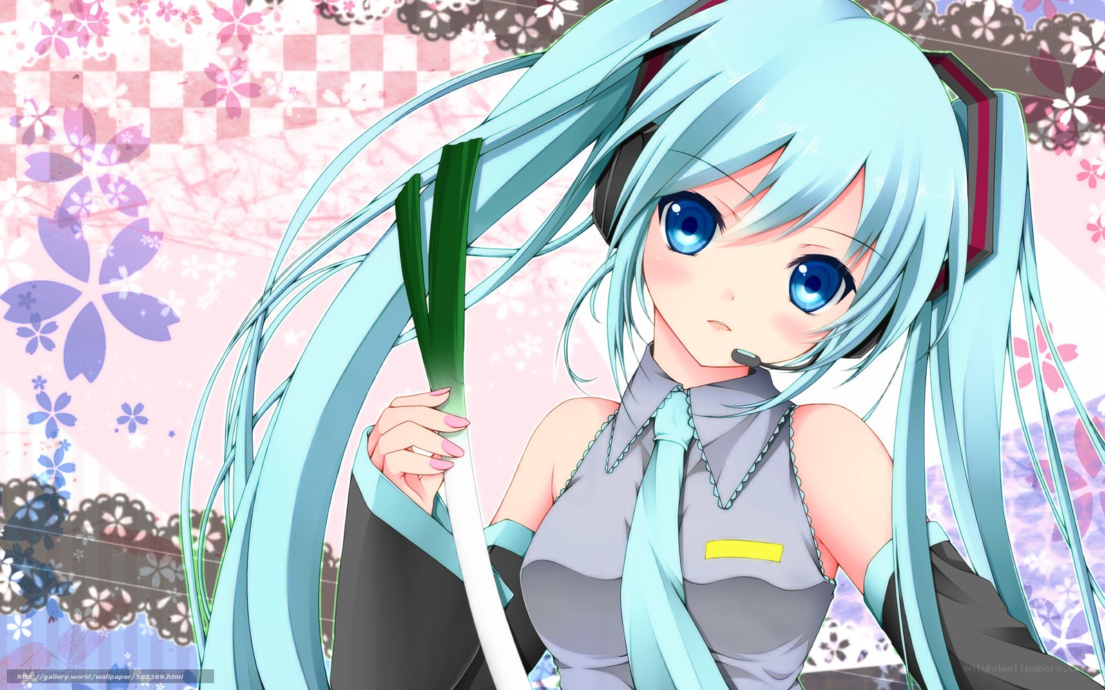 Miku holding a green onion
