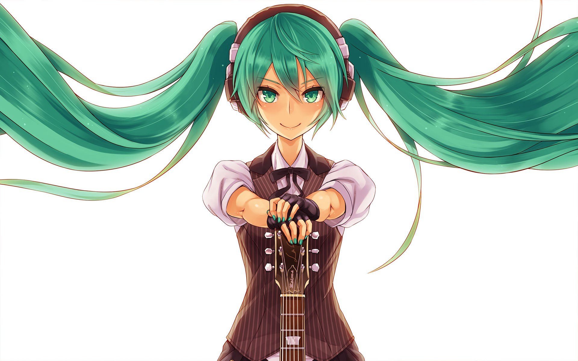 Miku holding a guitar