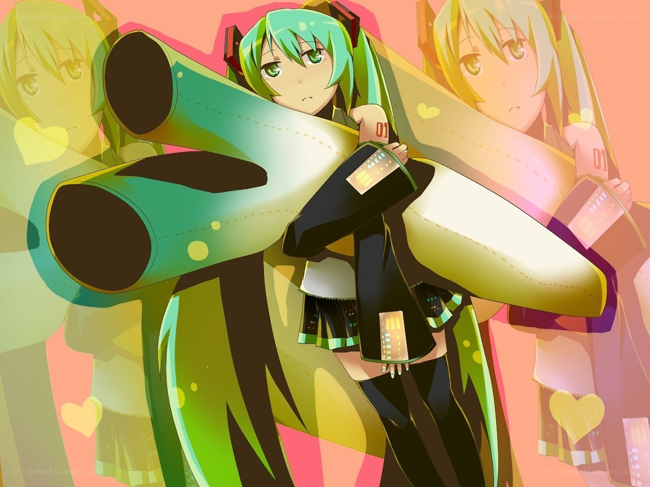 Miku holding a large weapon