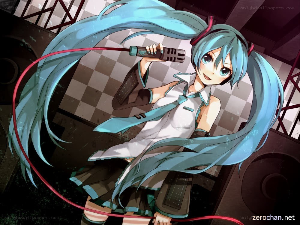 Miku holding a microphone