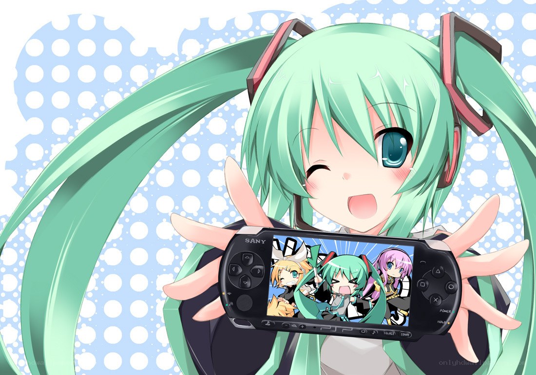 Miku holding a PSP