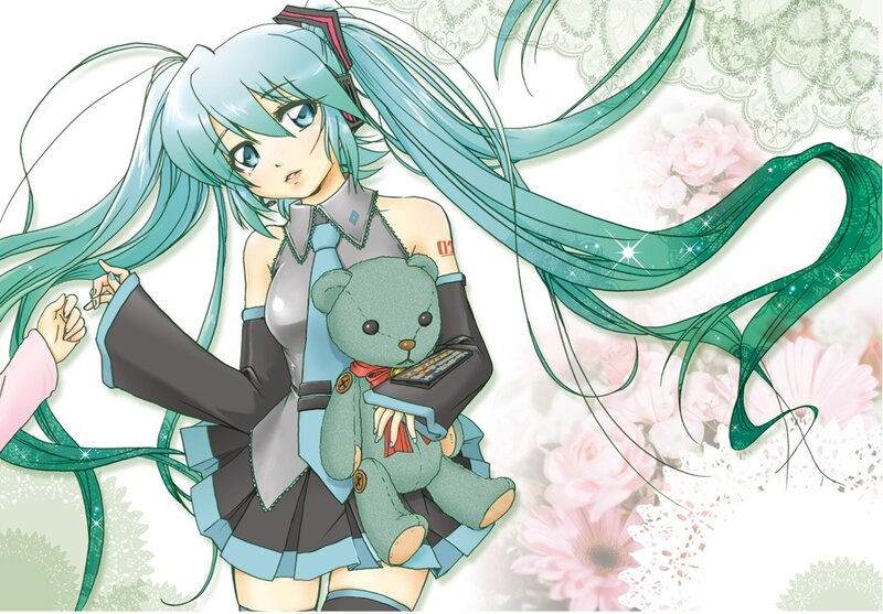 Miku holding a teddy bear