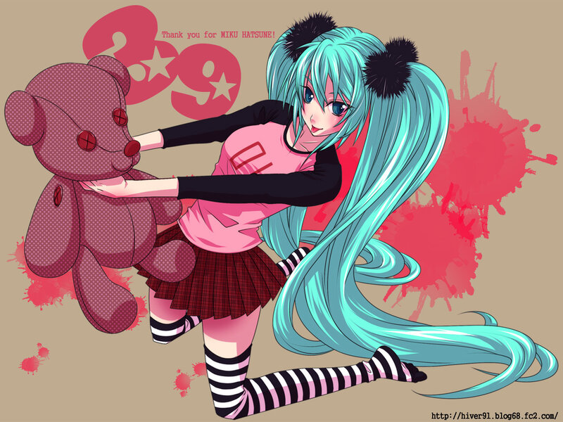 Miku holding a teddy bear