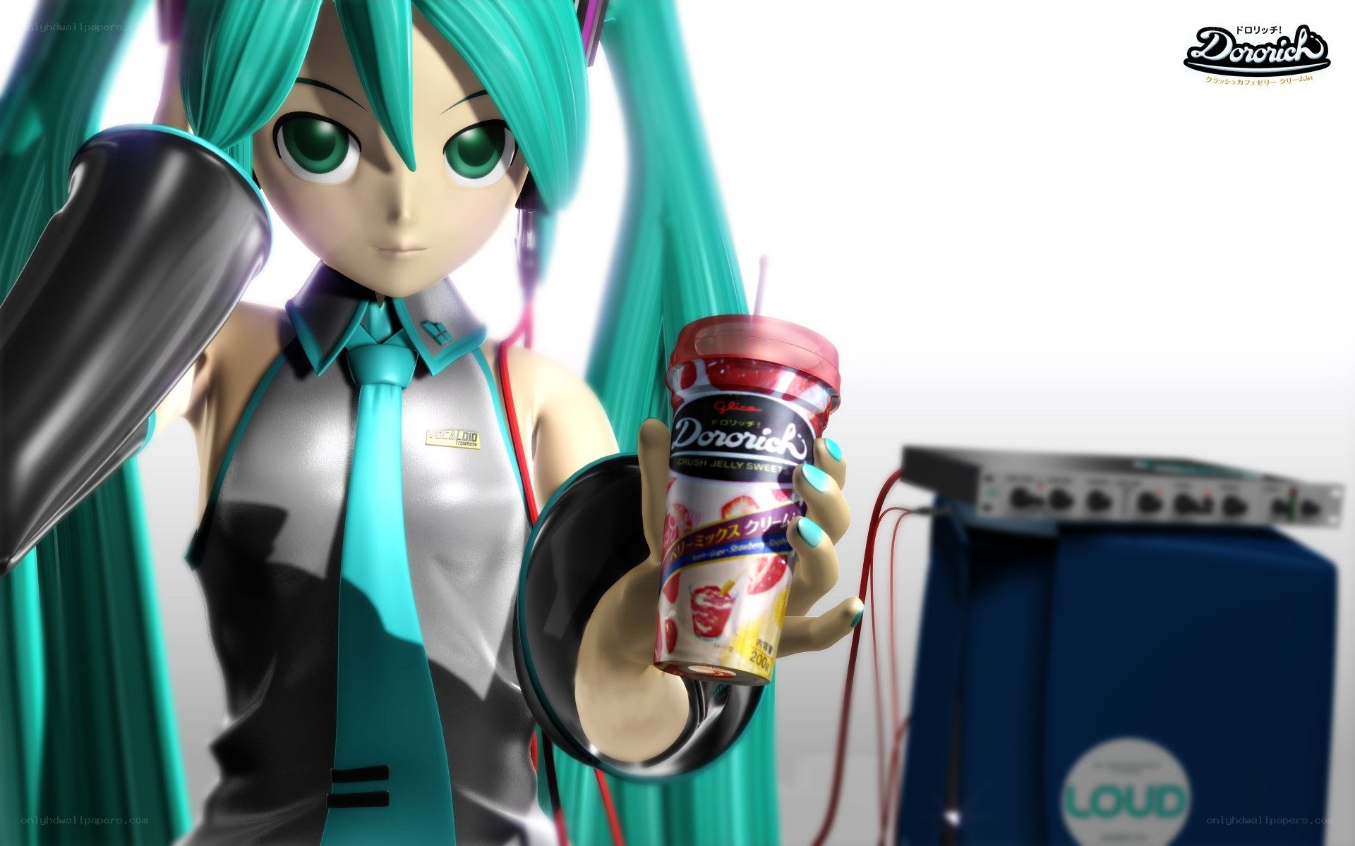 Miku holding Dororich drink
